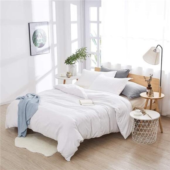 Washed Microfiber Duvet Cover White - Picture 1 of 6
